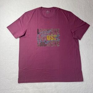 Lacoste Logo T-Shirt 100% Cotton Short Sleeve Burgundy Men's US Size 4XL VTG NWT